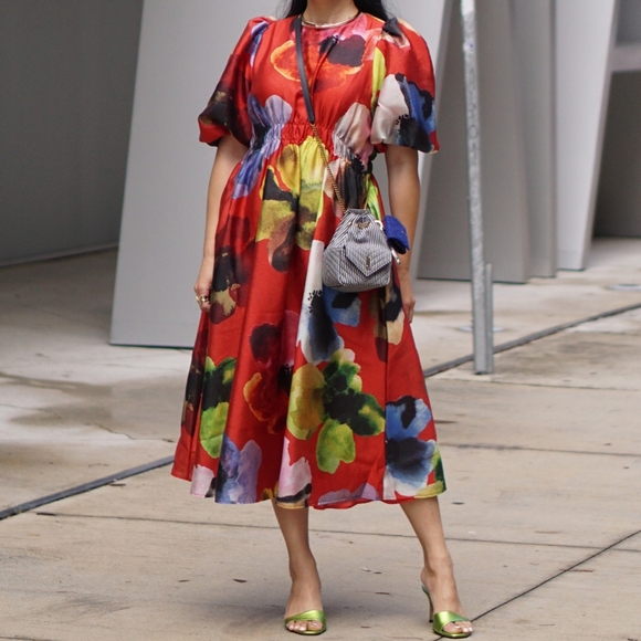 Emily In Paris x Stine Goya Limited Edition Red Floral Dress - Picture 4 of 17